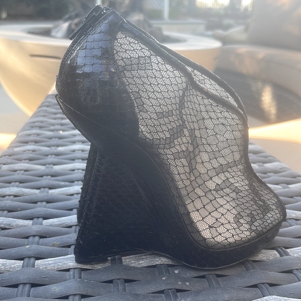 100% Authentic Christian Louboutin Python Wedge H… - image 1